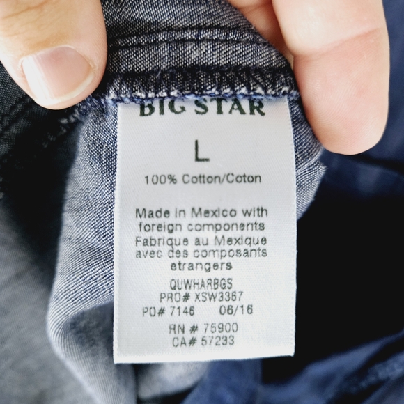 BIG STAR | long sleeve button up chambray shirt dress - Picture 7 of 8